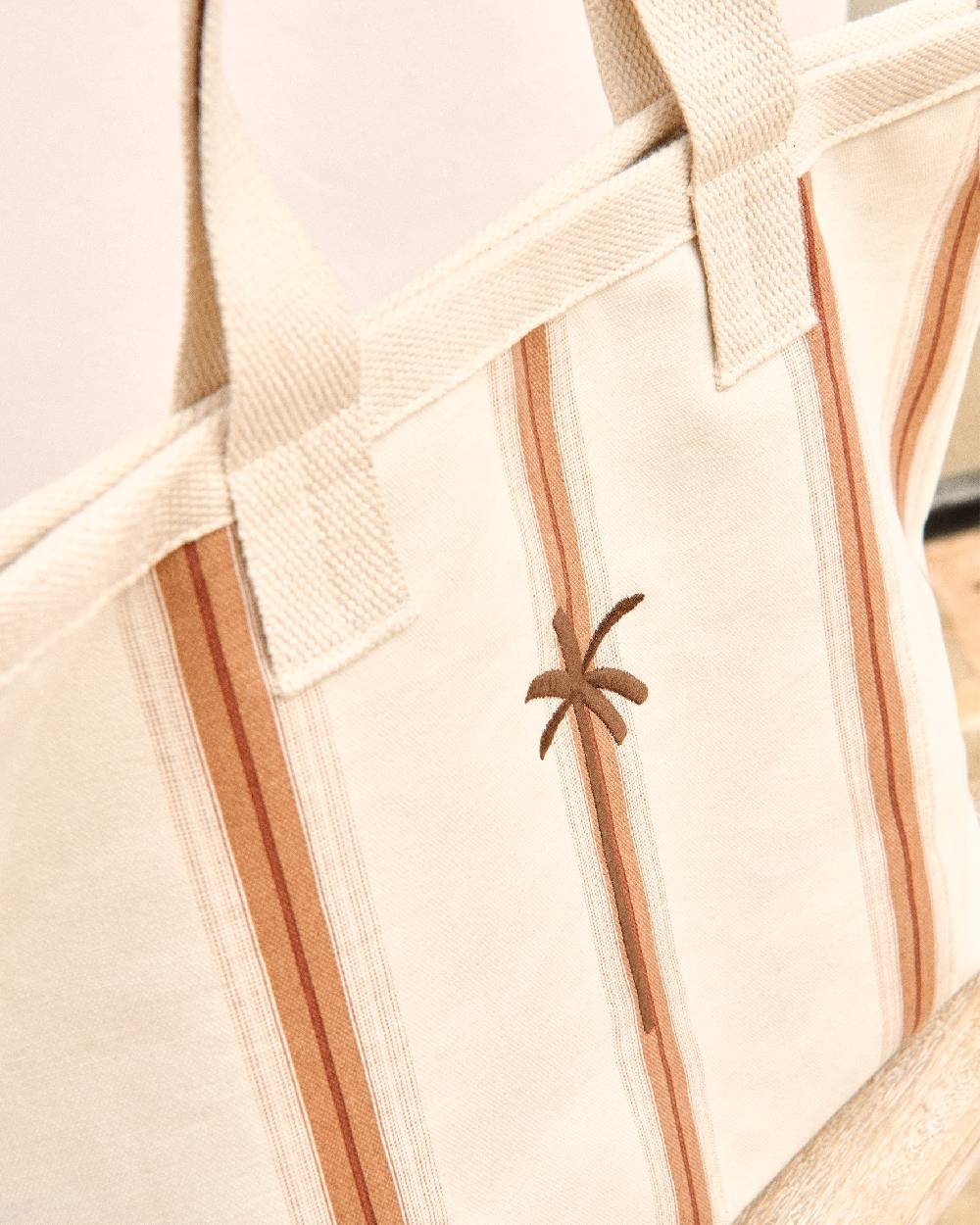 Manebí Canvas California Tote Bag - Cocoa Beige Multistripes Vendita Economica