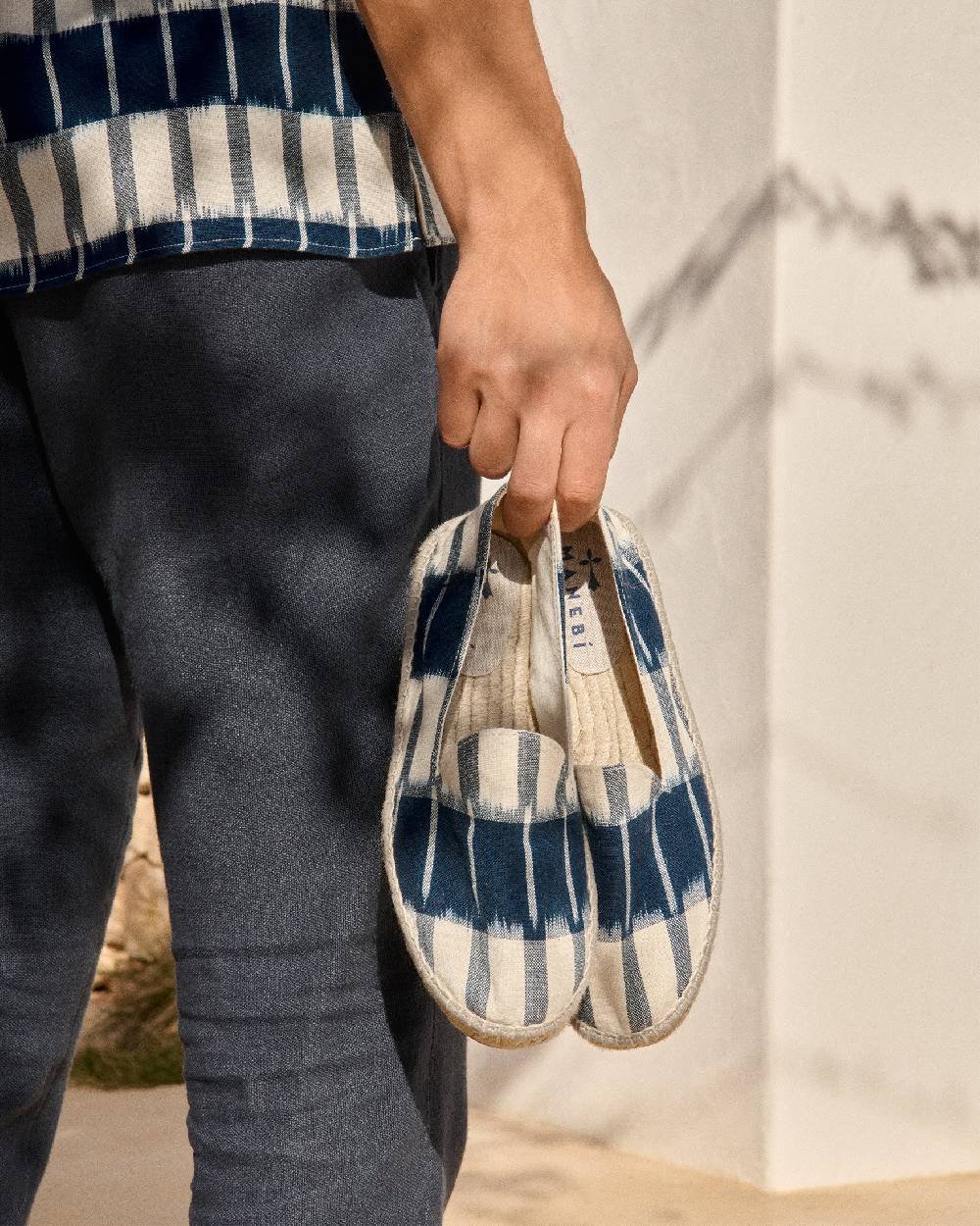 Manebí Dyed Cotton Espadrilles - Navy Blue And Indigo Pattern 2025