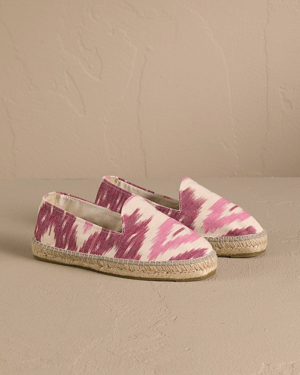 Manebí Dyed Cotton Espadrilles - Pink And White Ikat Italy