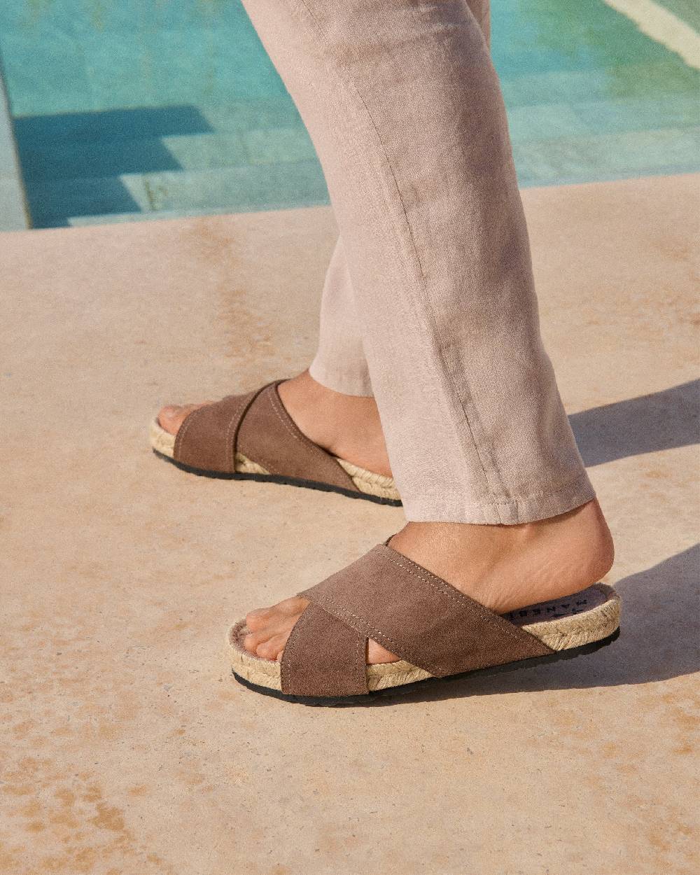 Manebí Suede Crossed Bands Sandals - Moka Nuovo