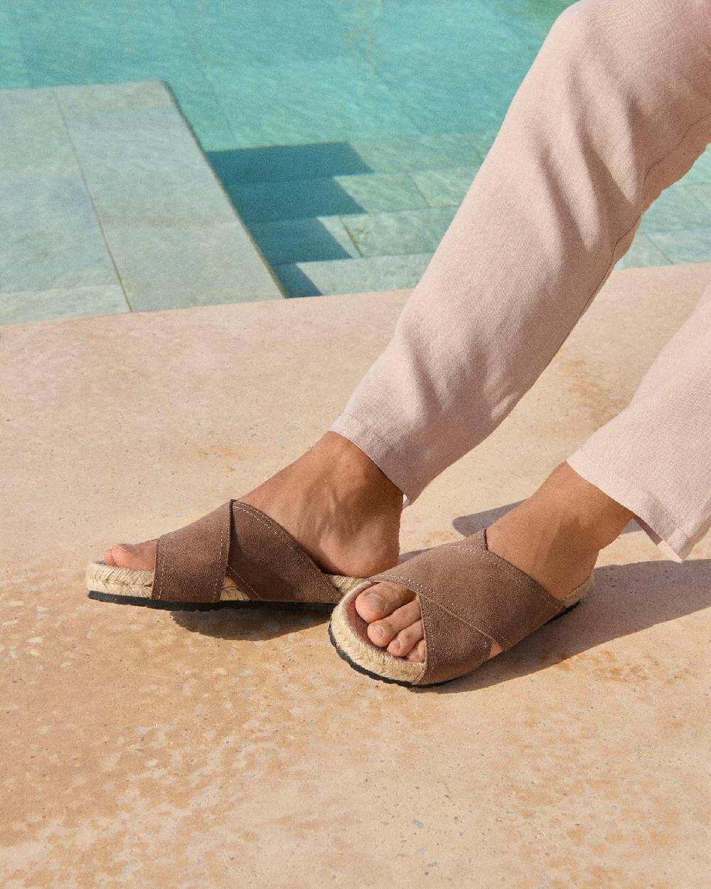 Manebí Suede Crossed Bands Sandals - Moka Nuovo
