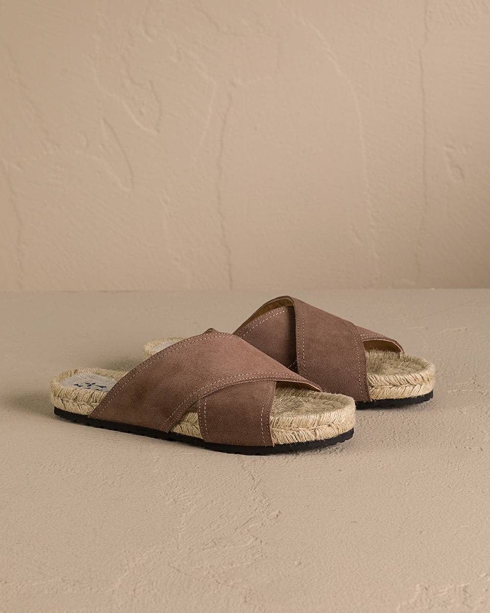 Manebí Suede Crossed Bands Sandals - Moka Nuovo