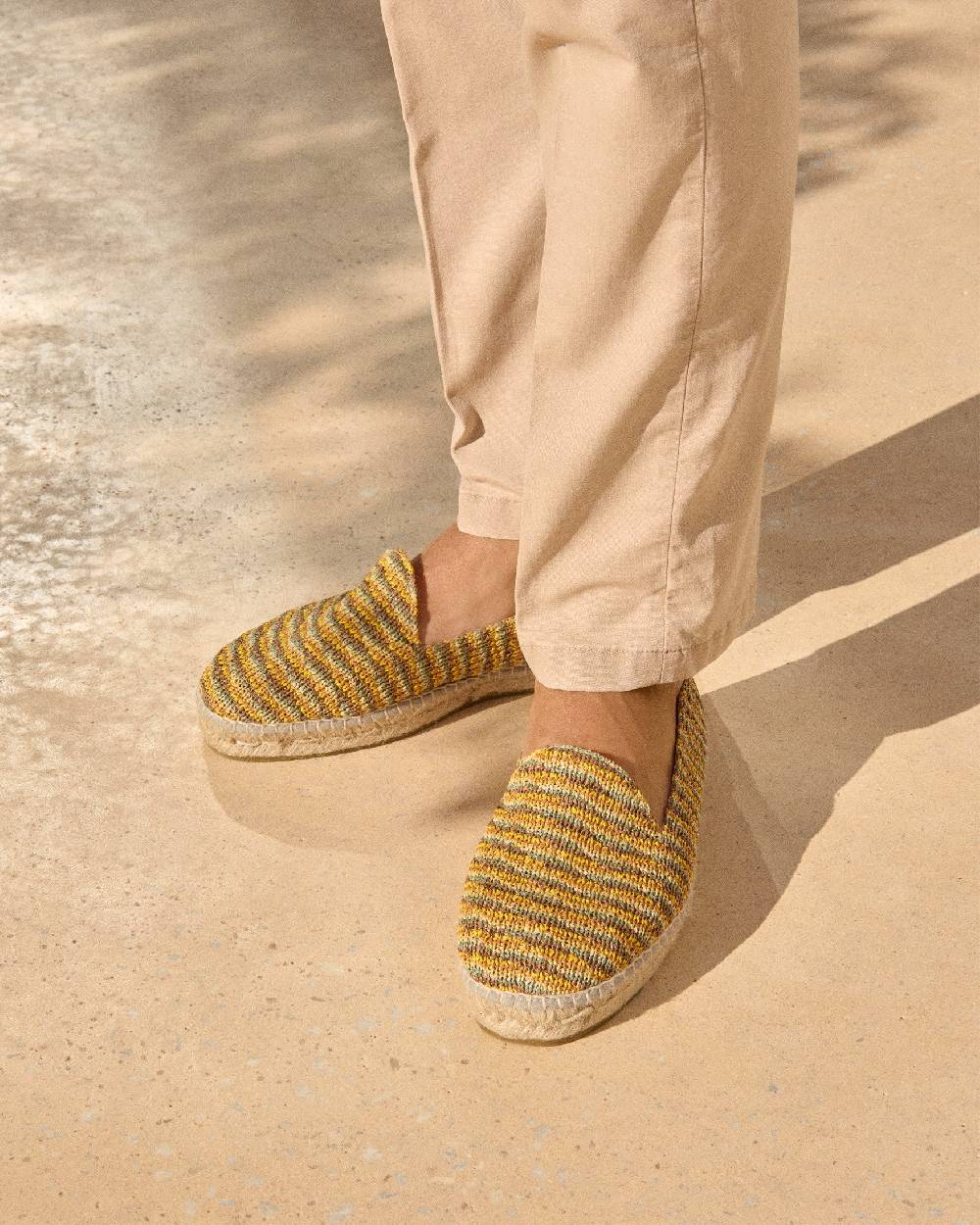 Manebí Woven Raffia Stripes|Espadrilles - Sage \u0026 Cocoa On Beige Pezzi Unici