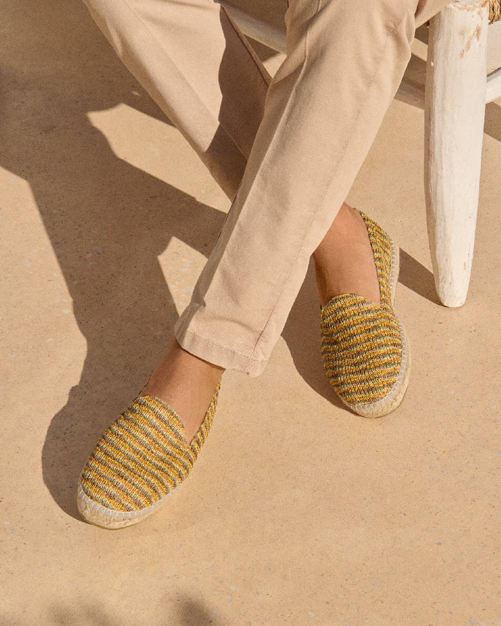 Manebí Woven Raffia Stripes|Espadrilles - Sage \u0026 Cocoa On Beige Pezzi Unici