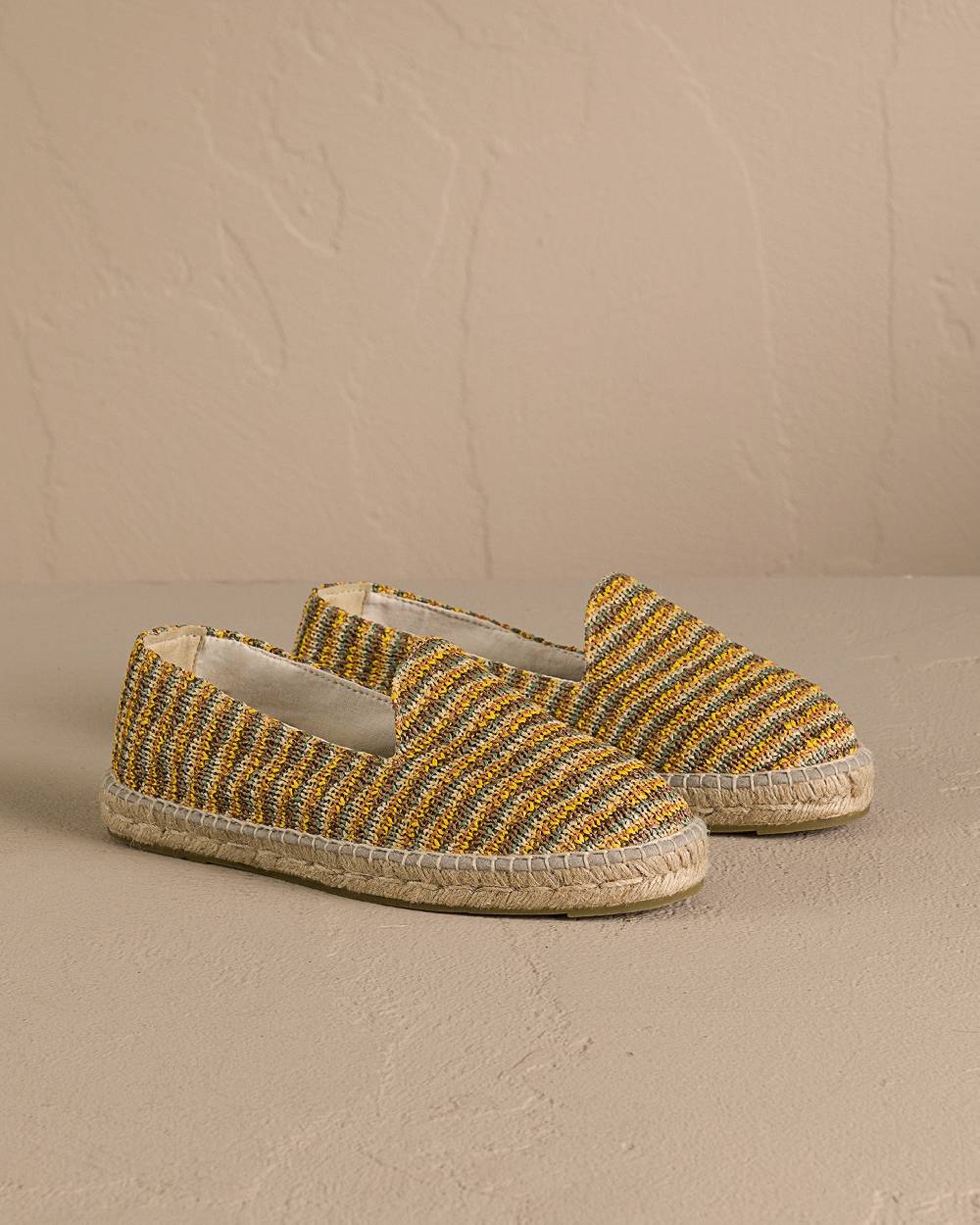 Manebí Woven Raffia Stripes|Espadrilles - Sage \u0026 Cocoa On Beige Pezzi Unici
