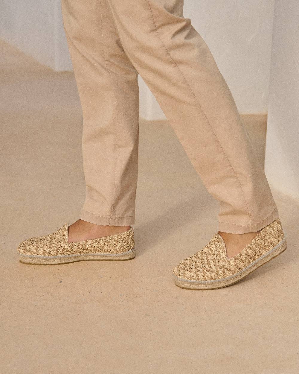 Manebí Raffia Zig Zag Espadrilles - Cream \u0026 Natural Qualità Garantita