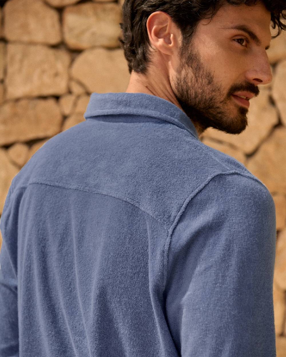 Manebí Organic Terry Cotton|Antonello Polo Shirt - Long Sleeve Petrole Shopping Online