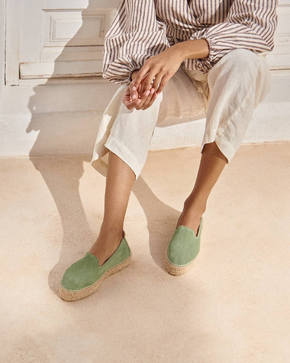 Manebí Suede Double Sole Espadrilles - Hamptons Sage Novità