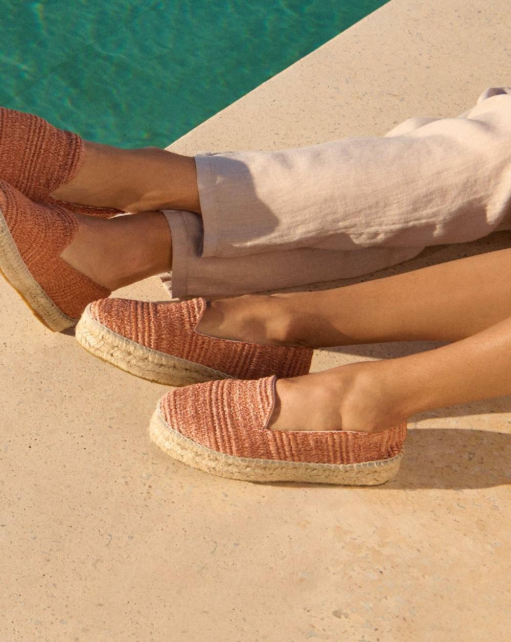 Manebí Raffia Stripes Double Sole Espadrilles - Yucatán Orange Rust Presa