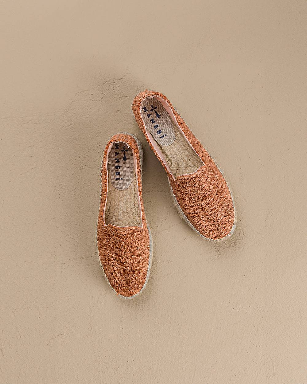 Manebí Raffia Stripes Double Sole Espadrilles - Yucatán Orange Rust Presa