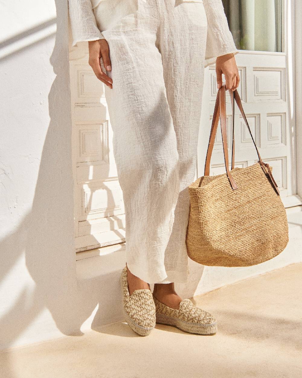 Manebí Raffia Zig-Zag Double Sole|Espadrilles - Cream \u0026 Natural Sconto