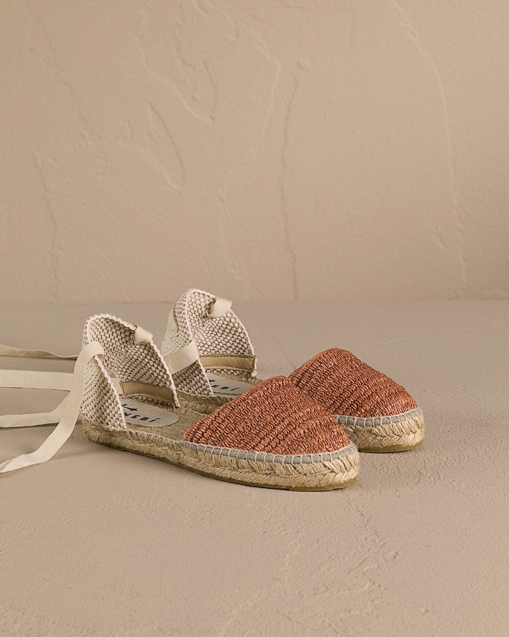 Manebí Raffia Stripes Flat Valenciana Espadrilles - Yucatán Orange Rust Offerta