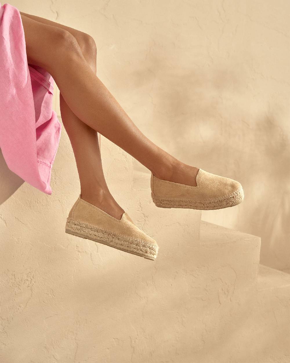 Manebí Espadrillas con Doppia Suola - Hamptons - Champagne Beige In Vendita