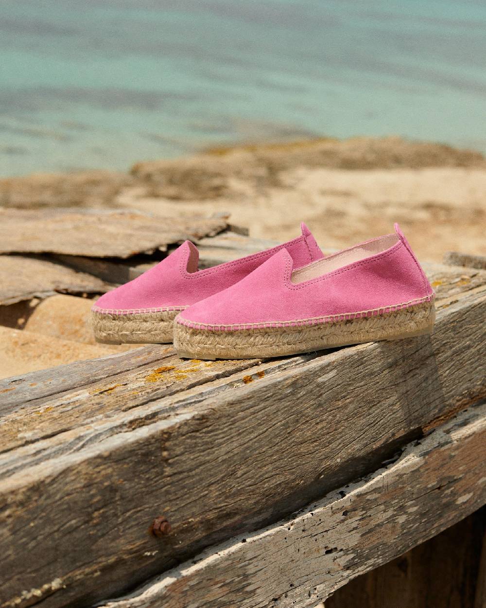 Manebí Espadrillas con doppia suola in pelle scamosciata - Hamptons - Bold Pink Vendita Calda