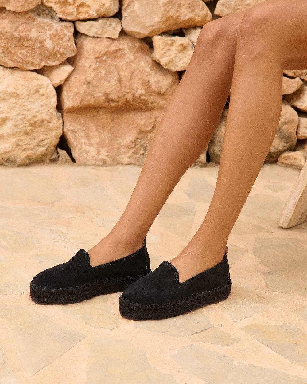 Manebí Suede Double Sole Espadrilles - Hamptons Black On Tone I Più Venduti