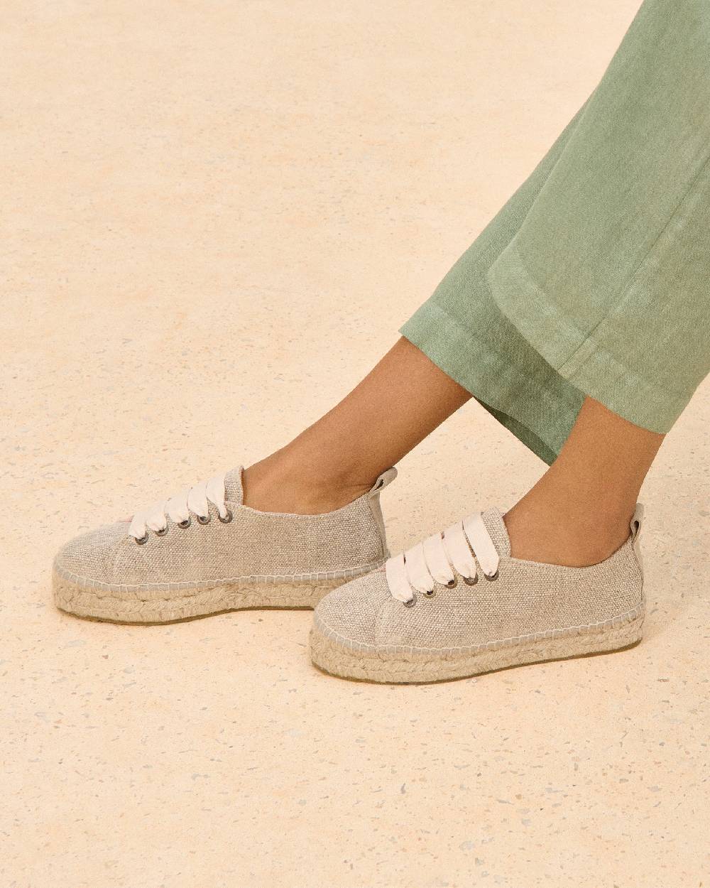 Manebí Organic Hemp Lace-Up Espadrilles - La Havana Natural Moda