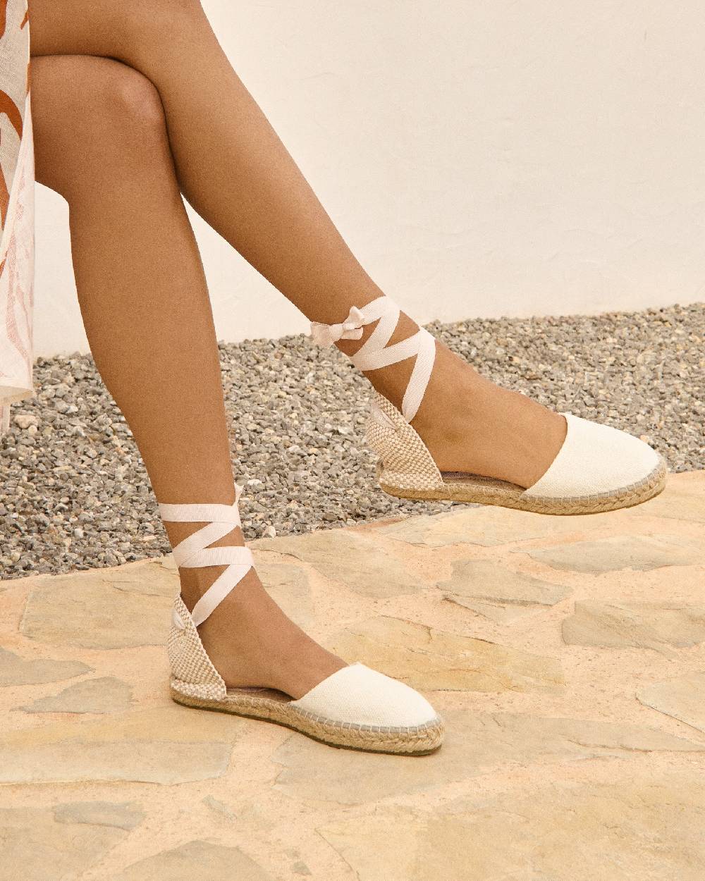 Manebí Organic Hemp Flat Valenciana Espadrilles - La Havana White Vendita