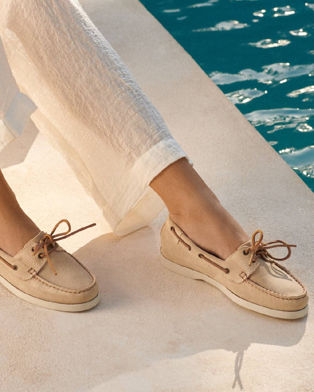 Manebí Suede Boat-Shoes - Hamptons Champagne Beige Consegna Veloce