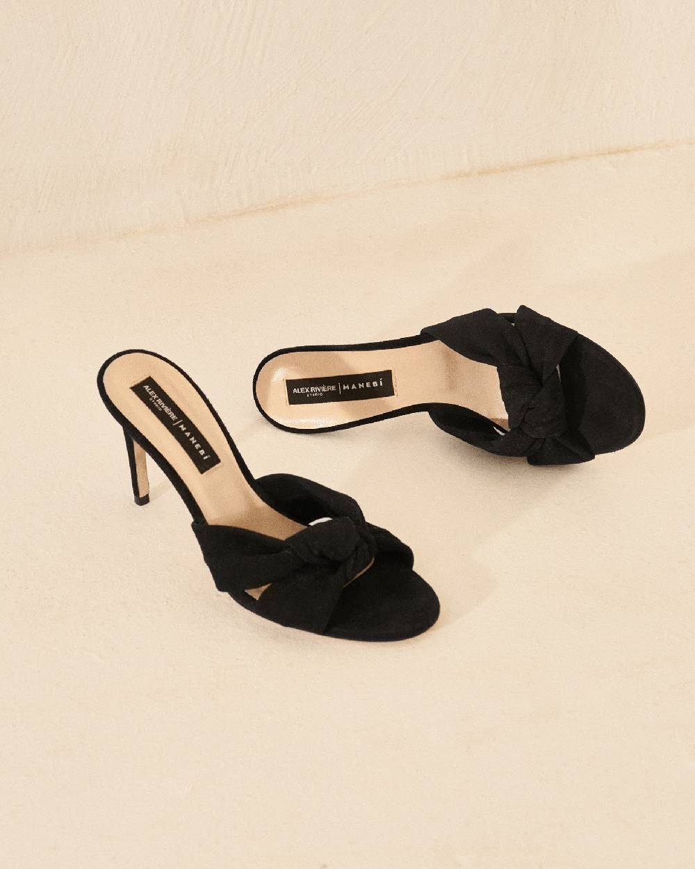 Manebí Sophie Suede Mule Heels - Knot Black Outlet