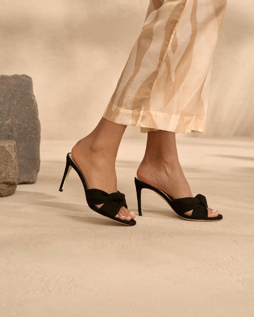 Manebí Sophie Suede Mule Heels - Knot Black Outlet