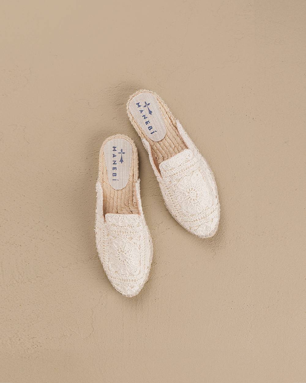 Manebí Cotton Crochet Mules - Yucatán Natural ACQUISTA ORA