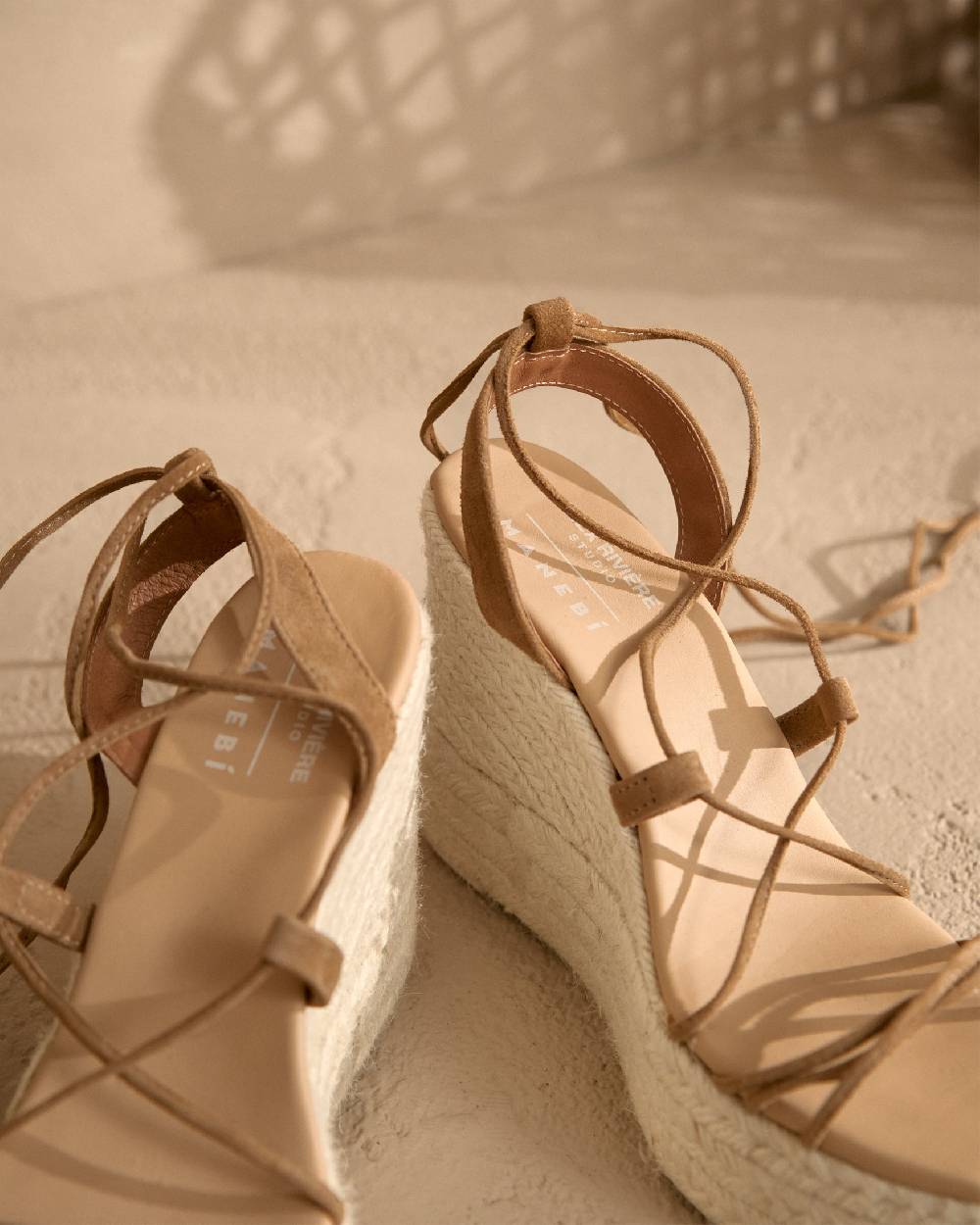 Manebí Portofino Soft Suede|Wedge Espadrilles - Lace-Up Tobacco Italia
