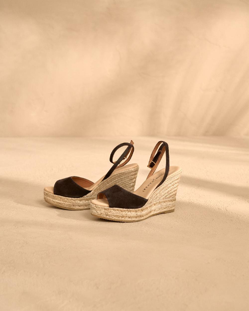 Manebí Viky Soft Suede Open Toe|Wedge Espadrilles - Chocolate 2025