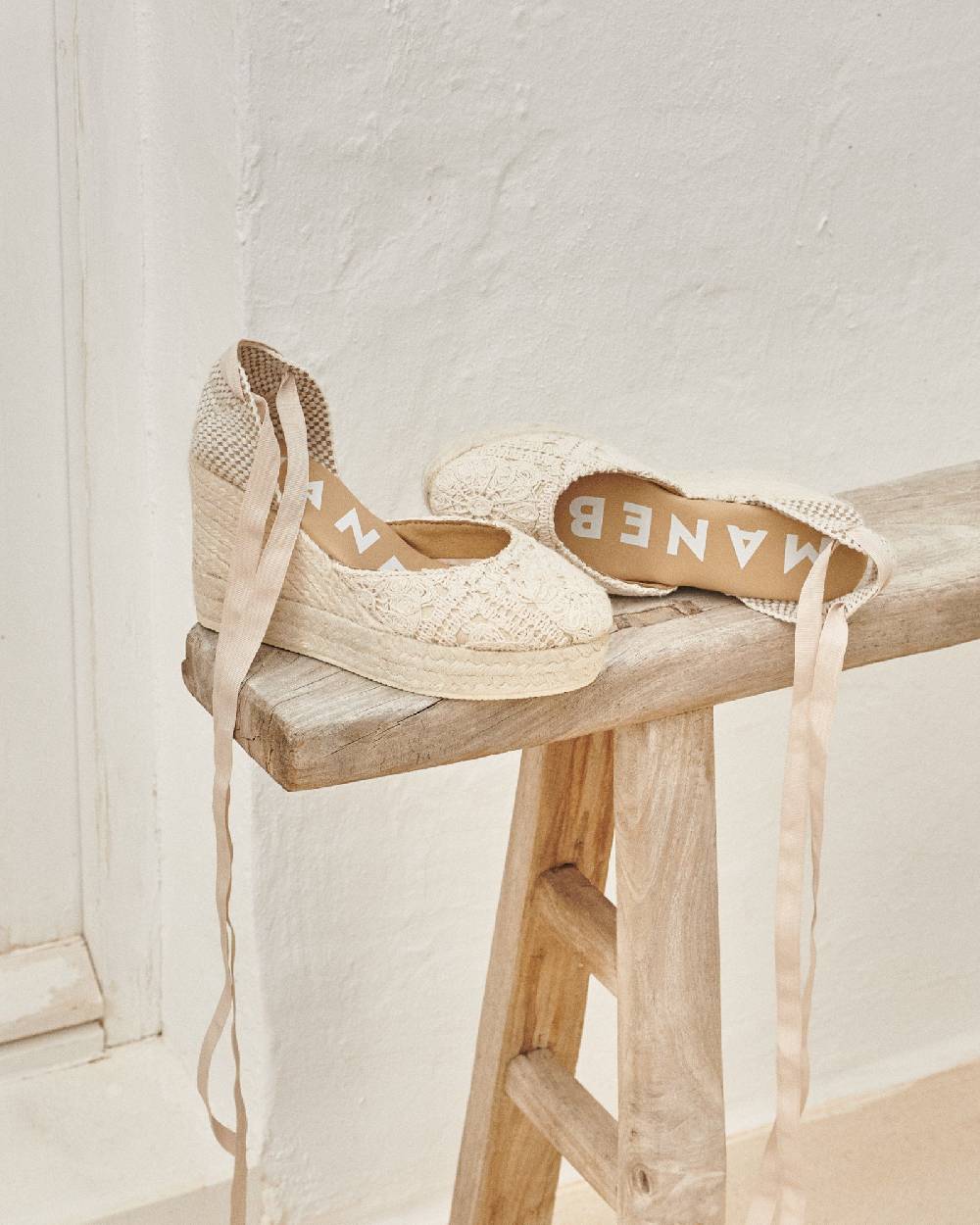 Manebí Cotton Crochet|Wedge Espadrilles - Natural Qualità