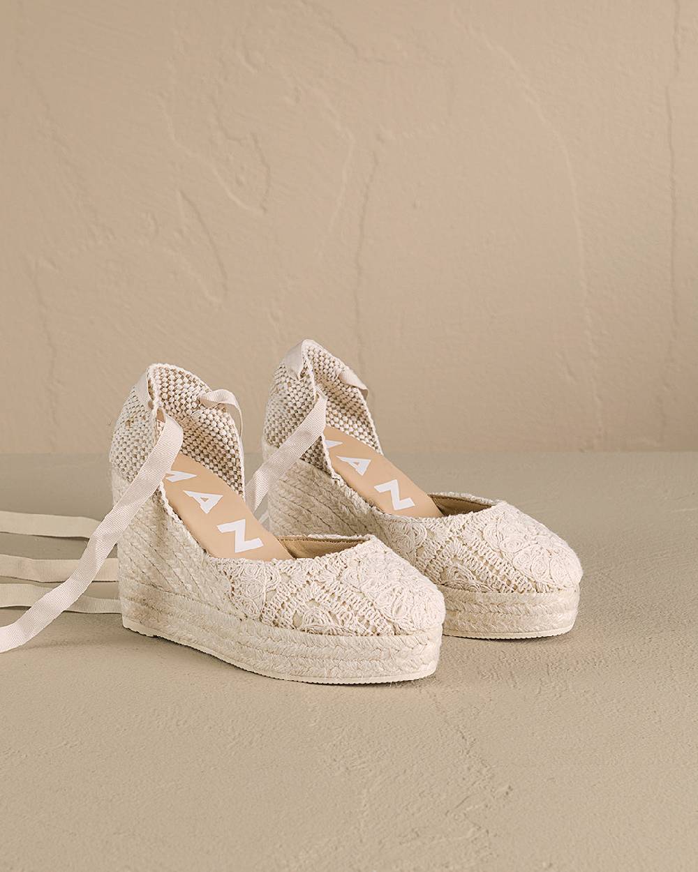 Manebí Cotton Crochet|Wedge Espadrilles - Natural Qualità