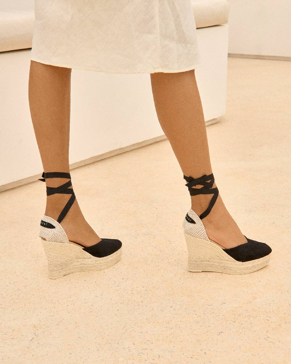 Manebí Soft Suede Heart-Shaped|Wedge Espadrilles - Hamptons Black Pezzi Unici