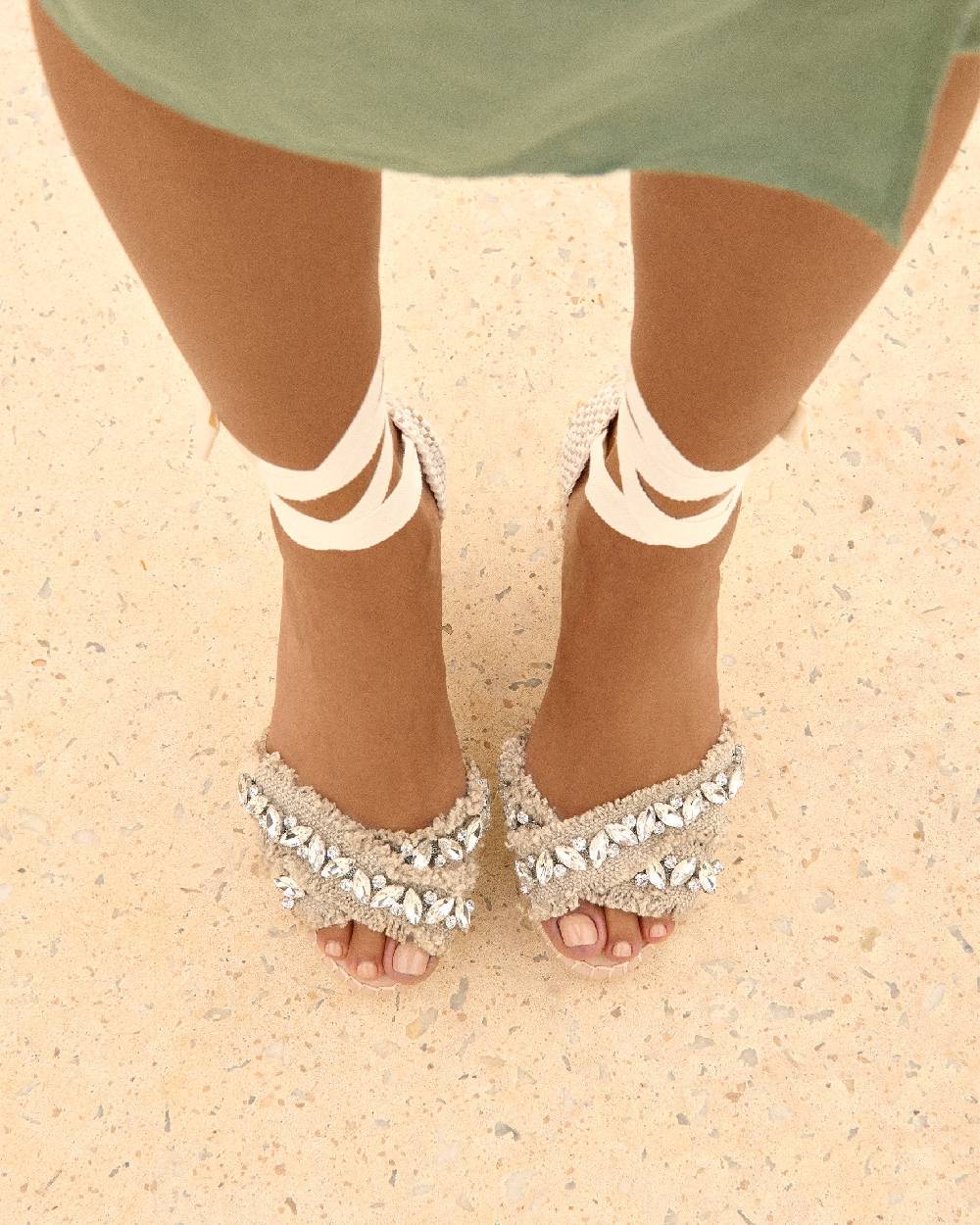 Manebí Organic Hemp with Crystals|Crossed Wedges Valenciana - Capri Natural With Gems Acquista Ora