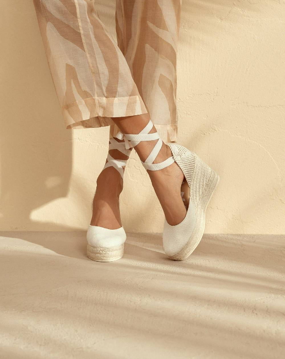 Manebí Organic Hemp Wedge Espadrilles - La Havana White Prezzo Ridotto