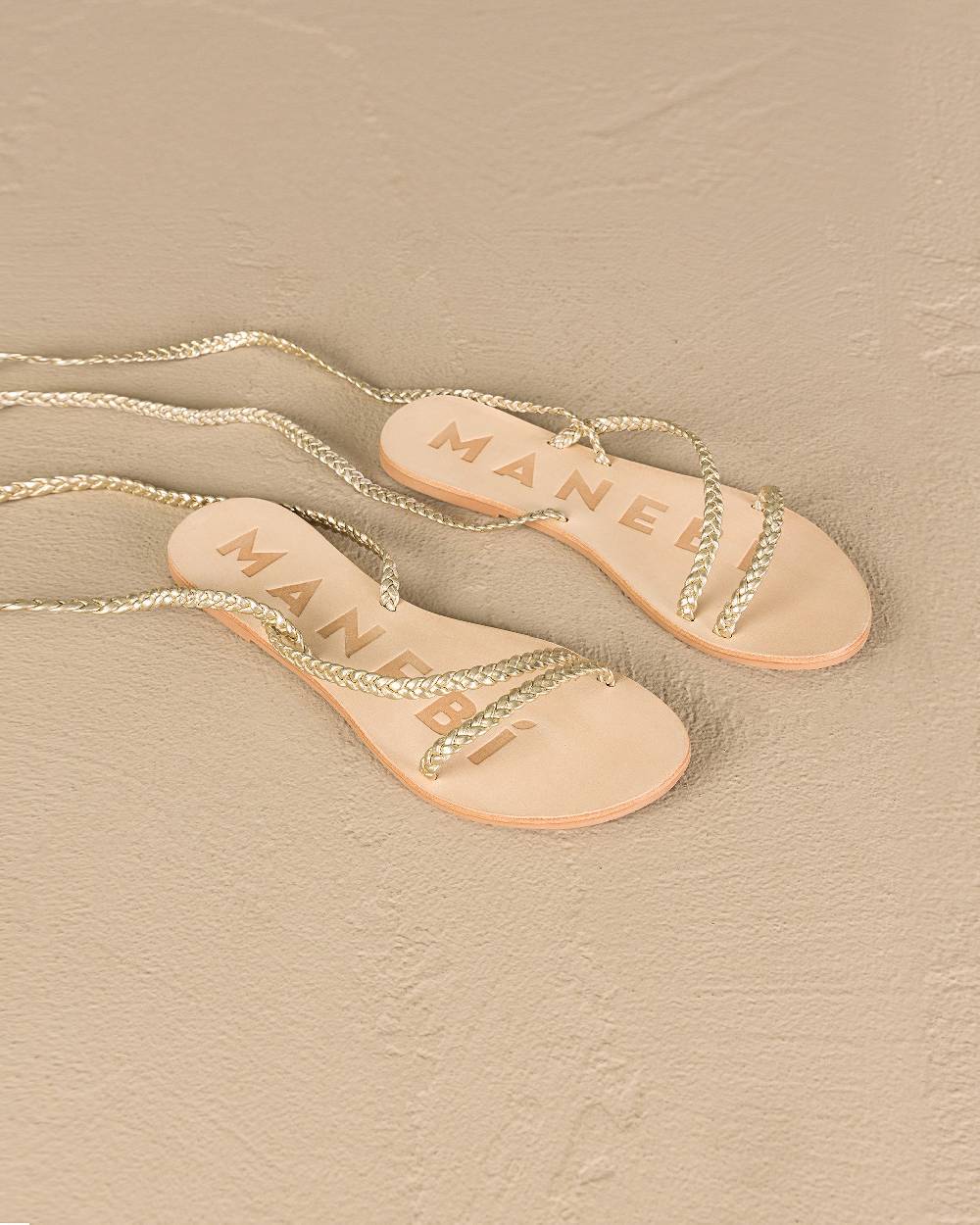 Manebí Leather Sandals|Tie-Up Multi Braid Bands - Platinum Offerte