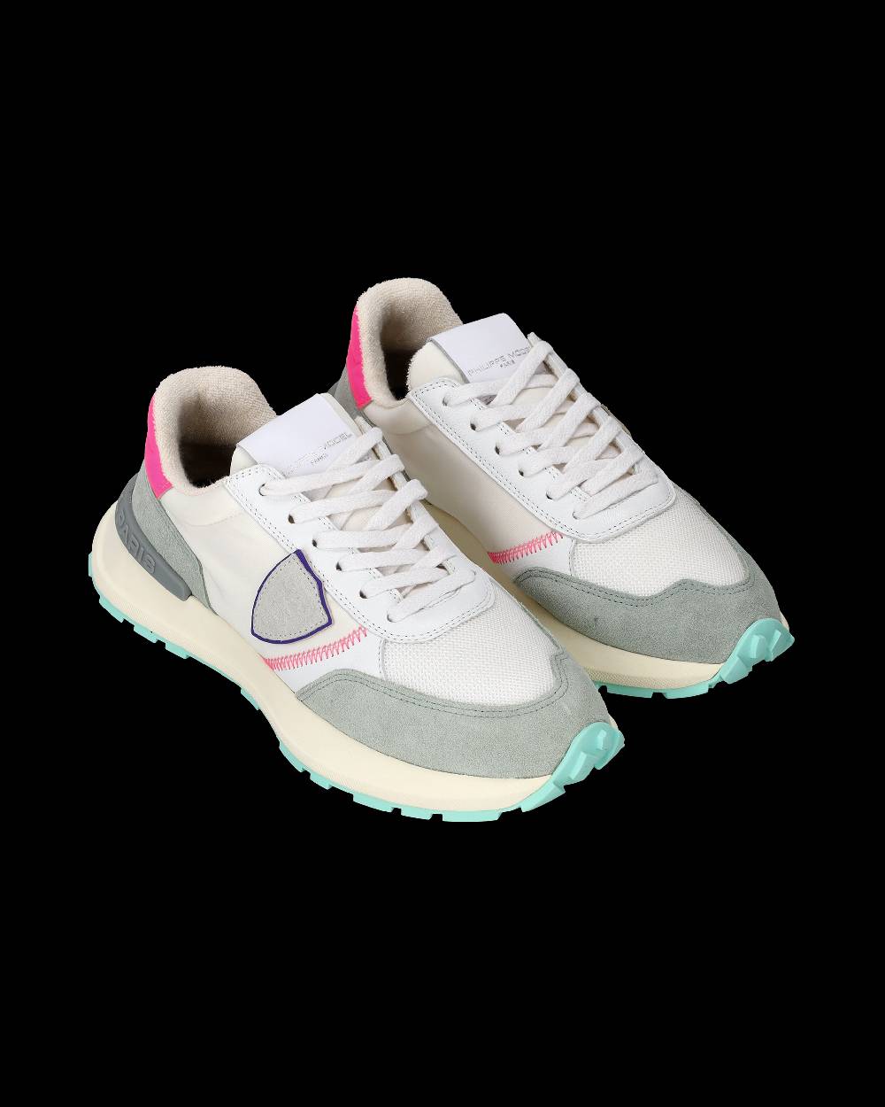 Philippe Model Sneakers Antibes da Donna Bianche e Fucsia in Tessuto Tecnico