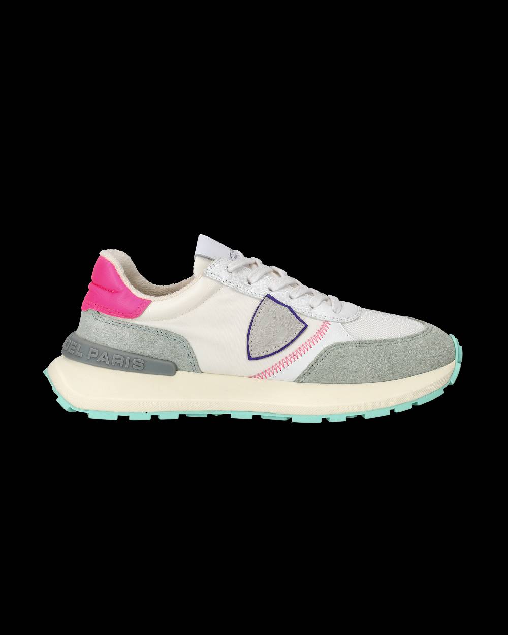 Philippe Model Sneakers Antibes da Donna Bianche e Fucsia in Tessuto Tecnico Presa