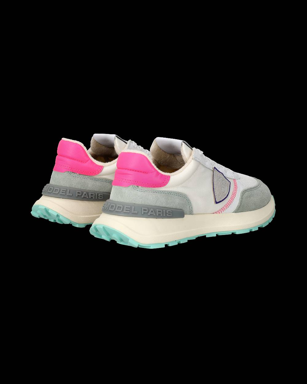 Philippe Model Sneakers Antibes da Donna Bianche e Fucsia in Tessuto Tecnico Presa