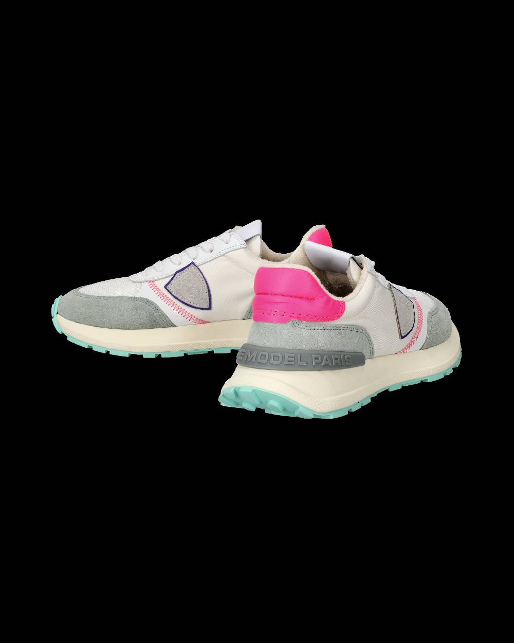 Philippe Model Sneakers Antibes da Donna Bianche e Fucsia in Tessuto Tecnico Presa