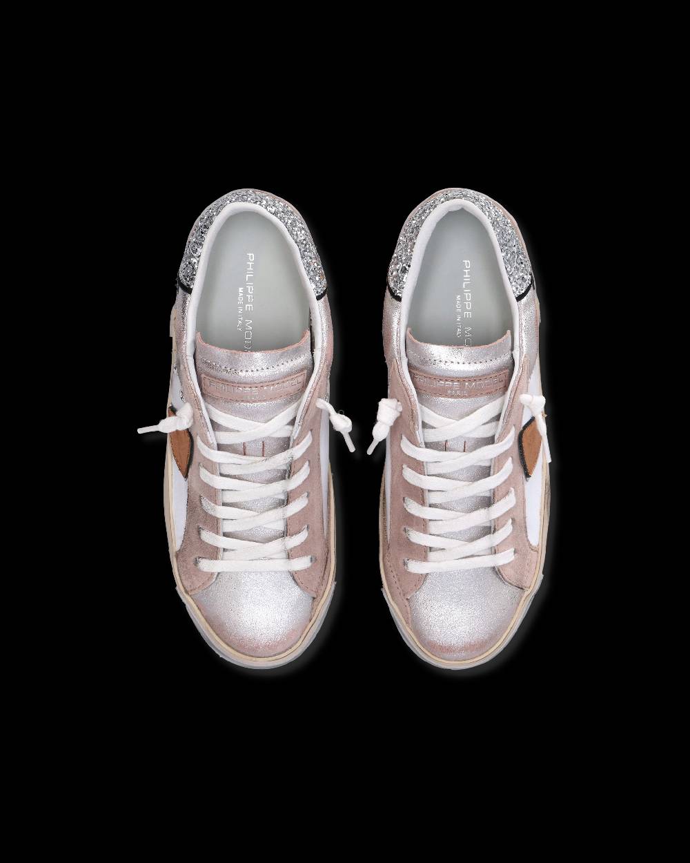Philippe Model Sneaker basse Paris donna - glitter rosa e bianco Outlet