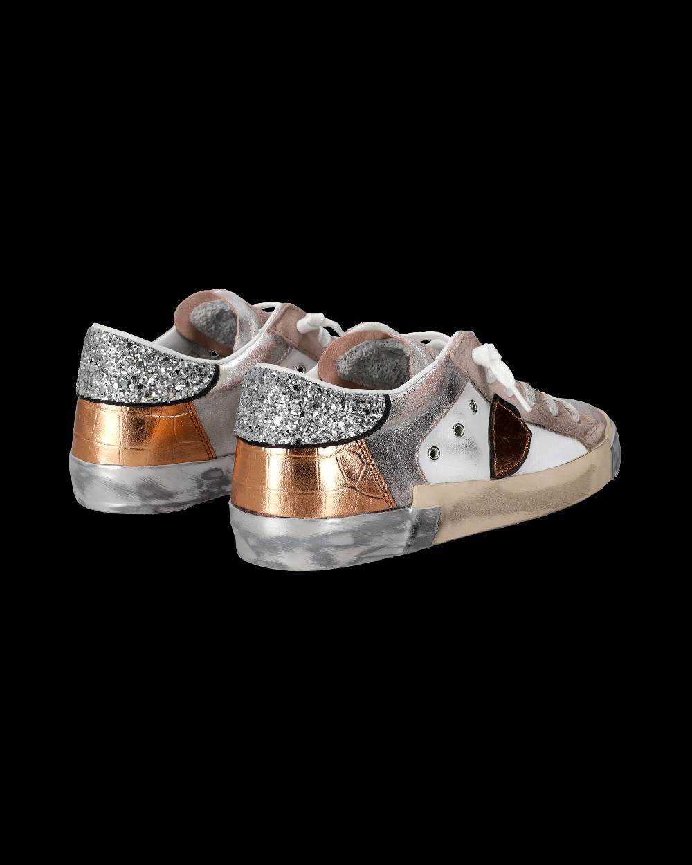 Philippe Model Sneaker basse Paris donna - glitter rosa e bianco Outlet