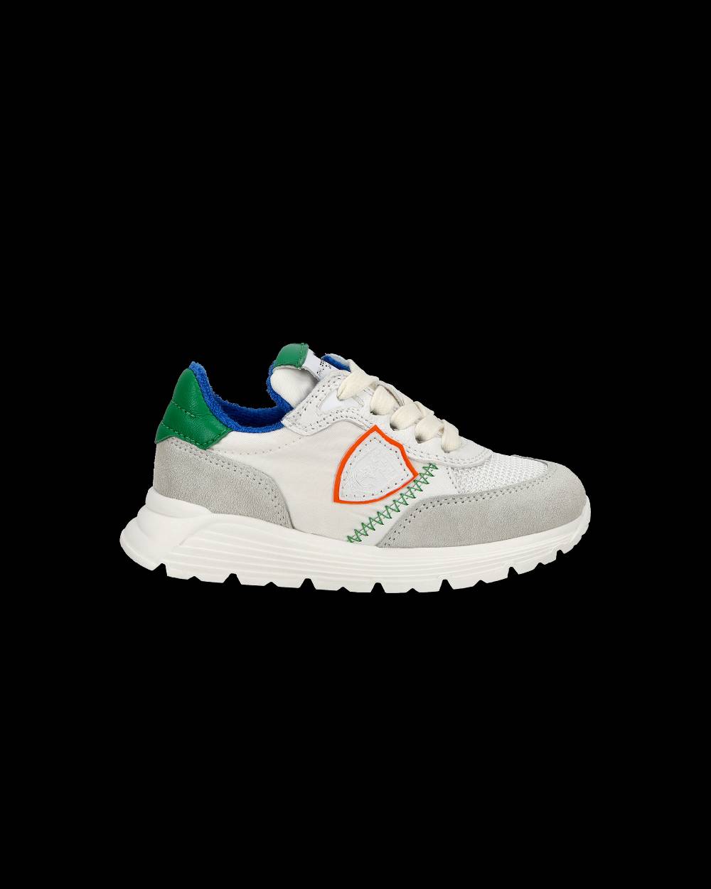 Philippe Model Sneakers basse Antibes Baby in nylon e pelle, Bianco Verde Saldi Di Fabbrica