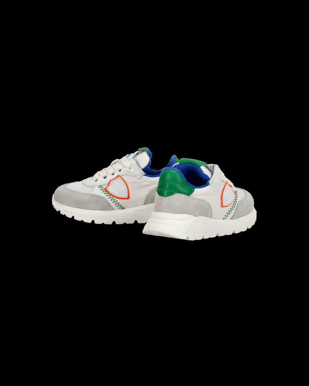 Philippe Model Sneakers basse Antibes Baby in nylon e pelle, Bianco Verde Saldi Di Fabbrica