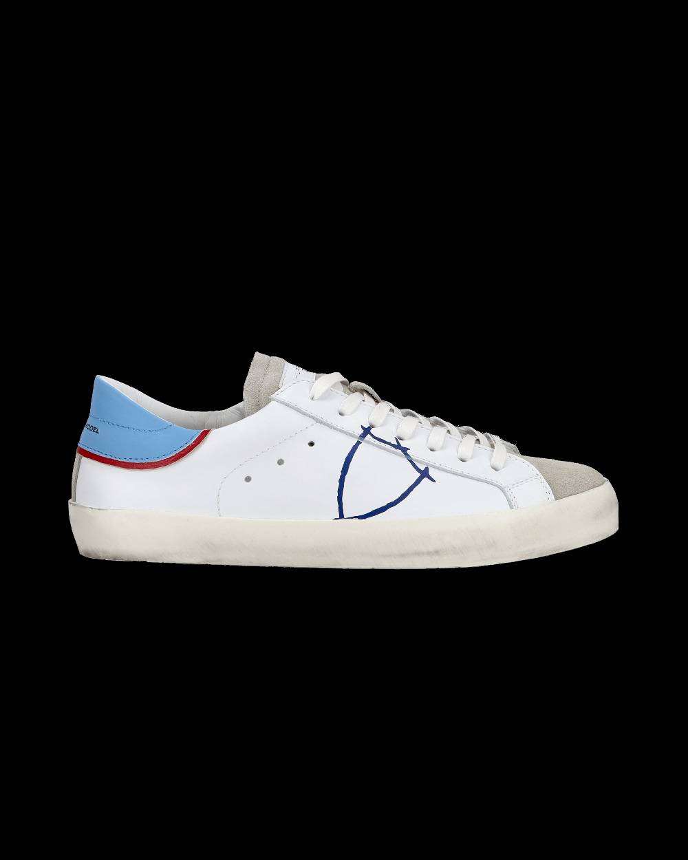 Philippe Model Sneakers basse Paris da Ragazzo in pelle, Bianco Azzurro I Più Venduti