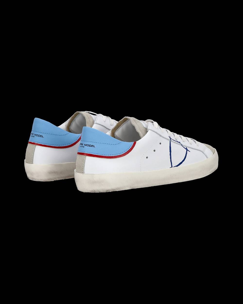 Philippe Model Sneakers basse Paris da Ragazzo in pelle, Bianco Azzurro I Più Venduti