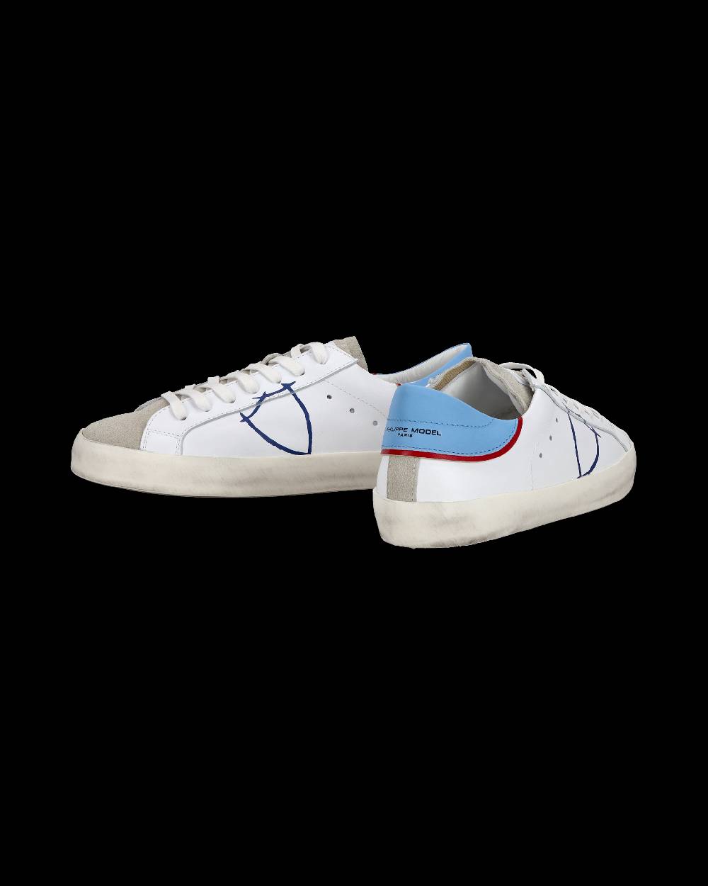 Philippe Model Sneakers basse Paris da Ragazzo in pelle, Bianco Azzurro I Più Venduti