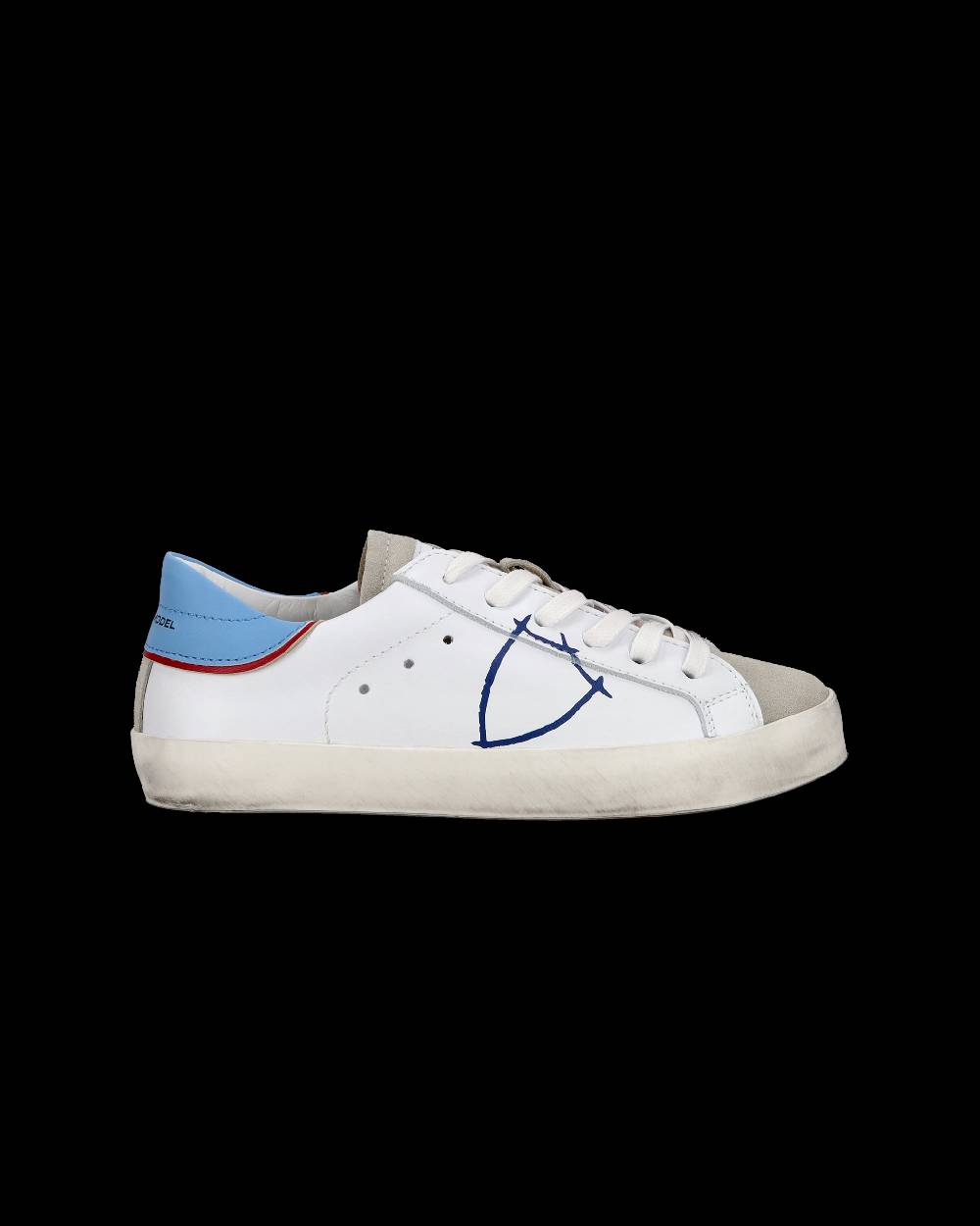 Philippe Model Sneakers basse Paris da Bambino in pelle, Bianco Azzurro Vendite Flash
