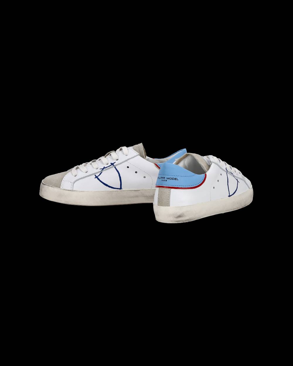Philippe Model Sneakers basse Paris da Bambino in pelle, Bianco Azzurro Vendite Flash
