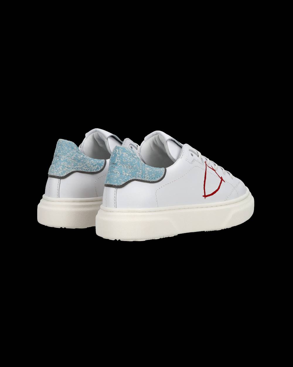 Philippe Model Sneakers Temple basse da Bambino in pelle, Bianco Azzurro Negozio