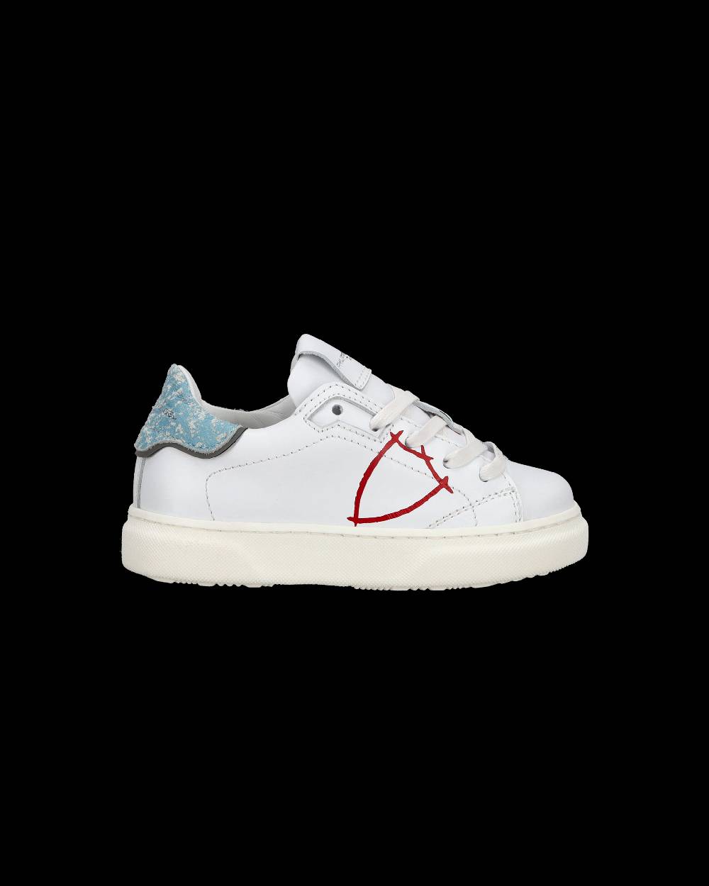 Philippe Model Sneakers basse Temple da Bambino in pelle, Bianco e Blu In Saldo