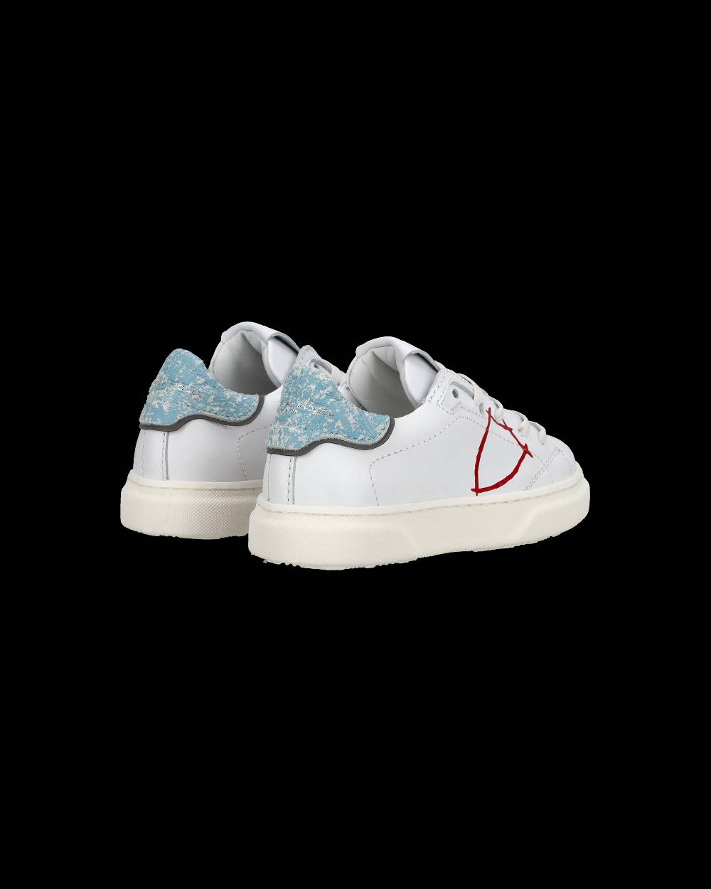 Philippe Model Sneakers basse Temple da Bambino in pelle, Bianco e Blu In Saldo