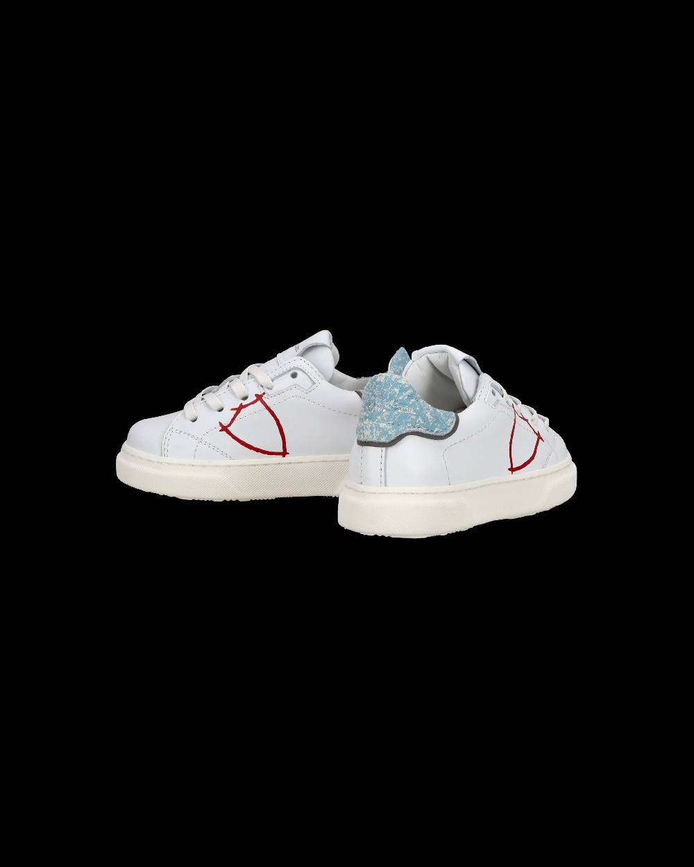 Philippe Model Sneakers basse Temple da Bambino in pelle, Bianco e Blu In Saldo